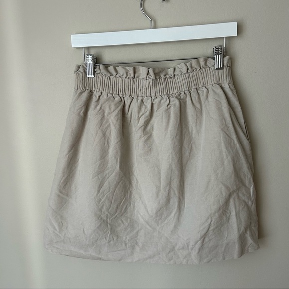 J. Crew Beige Linen Cotton Blend Ivory Elastic Waist Mini Skirt Women’s Size 8 - Picture 4 of 6